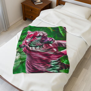 Strawberry Bengal - Velveteen Plush Blanket